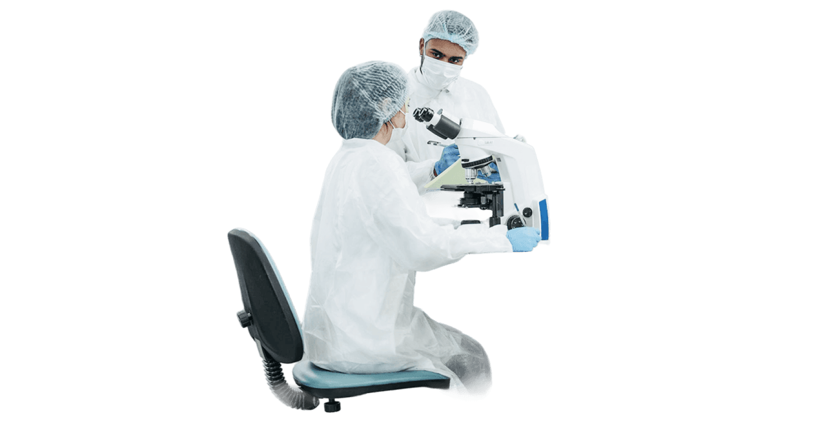 Lab technicians reviewing results