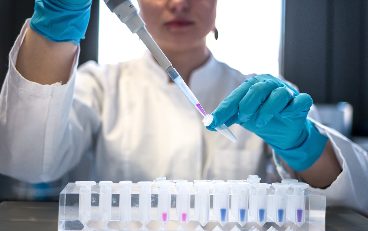 Researcher preparing samples